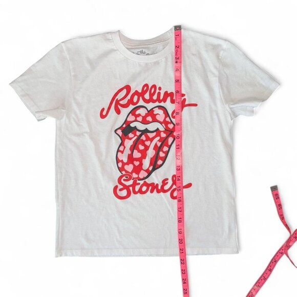 The Rolling Stones White and Red Band Graphic Tee Heart Print Mouth T-Shirt Sz M - Picture 5 of 5